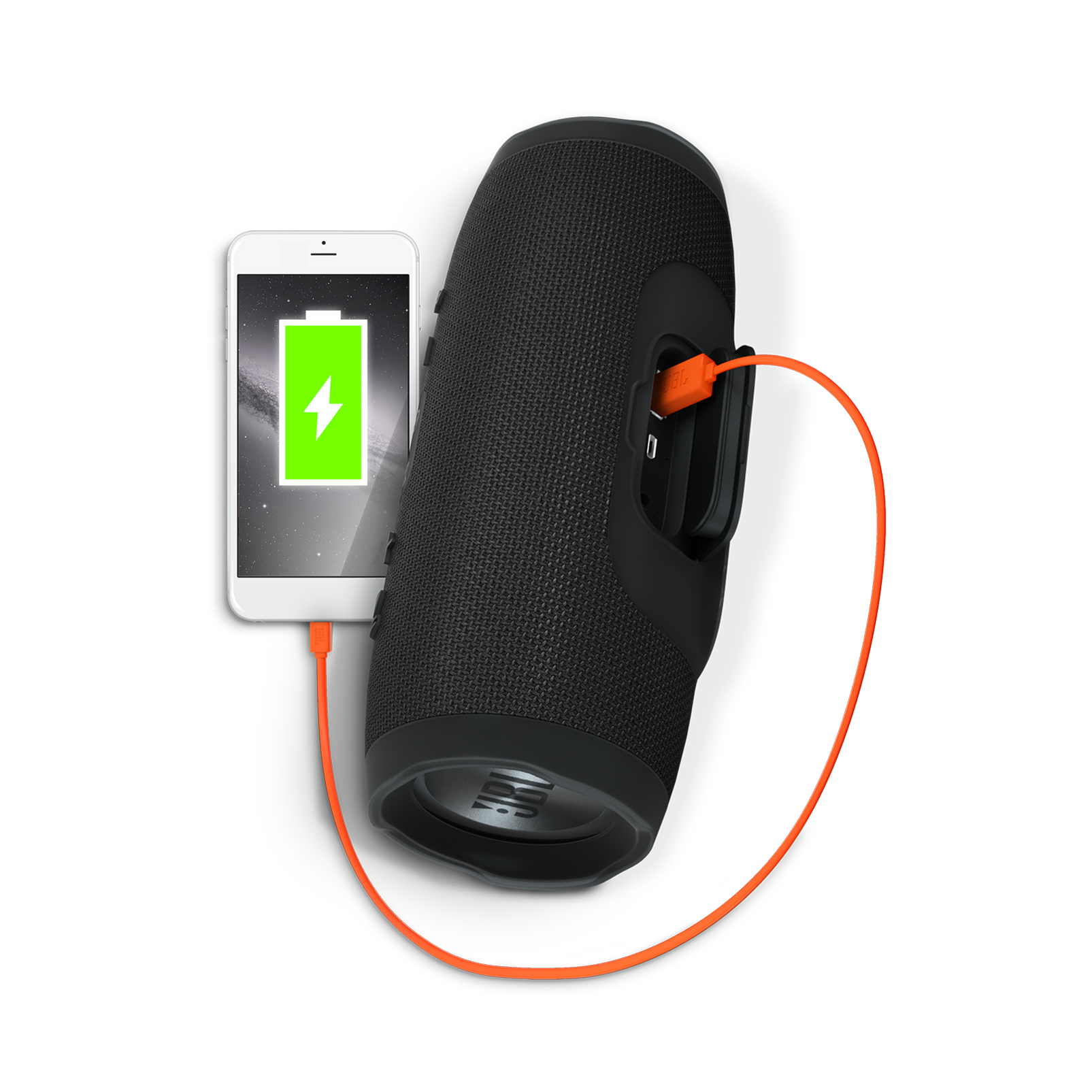 JBL Charge 3 - Black - Full-featured waterproof portable speaker with high-capacity battery to charge your devices - Detailshot 1